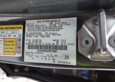 2017 Ford Fusion Se из США, поврежденный, VIN 3FA6P0HD6HR243861